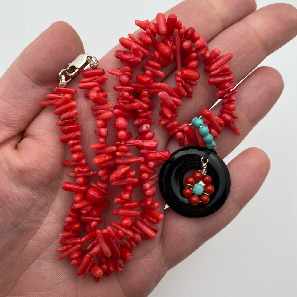 Gemstone Beaded Flower Necklace with 925 Sterling Silver Clasp - Picture 6 of 6